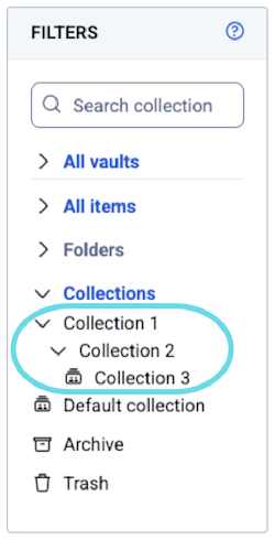 Collections-Struktur für gemeinsam genutzte Team-Zugänge